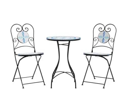 Mozaīkas Bistro Mēbeles, Zils Ar Baltu, Dzelzs, Keramika Vidaxl