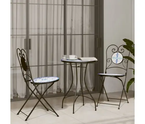 Mozaīkas Bistro Mēbeles, Zils Ar Baltu, Dzelzs, Keramika Vidaxl