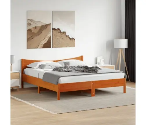 Gulta Bez Matrača, Vaska Brūnas, 180X200 Cm, Priedes Masīvkoks Vidaxl