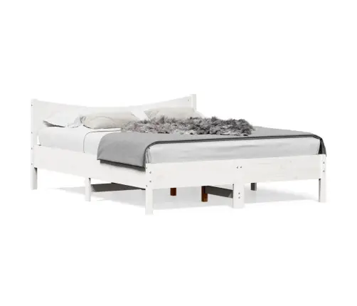 Gulta Bez Matrača, Balts, 150X200 Cm, Priedes Masīvkoks Vidaxl