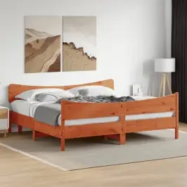 Gulta Bez Matrača, Vaska Brūnas, 200X200 Cm, Priedes Masīvkoks Vidaxl