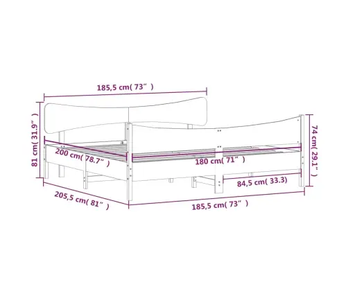 Lovos Rėmas Be Čiužinio, Vaško Rudas, 180X200cm Pušies Masyvas