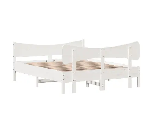 Gulta Bez Matrača, Balts, 140X200 Cm, Priedes Masīvkoks Vidaxl