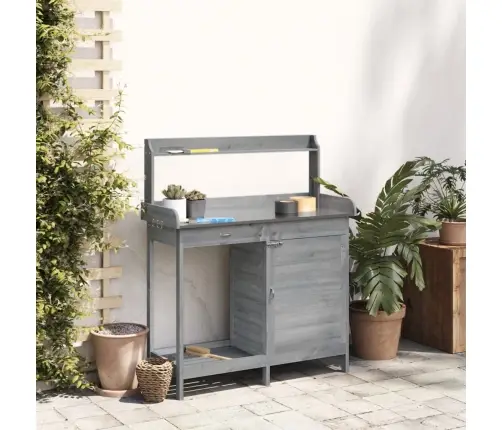 Stādīšanas Galds Ar Skapīti, Pelēks, 110,5X45X124,5 Cm, Egle Vidaxl