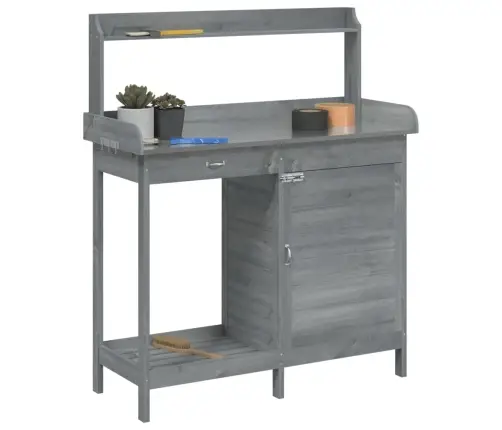Stādīšanas Galds Ar Skapīti, Pelēks, 110,5X45X124,5 Cm, Egle Vidaxl