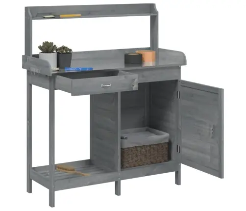 Stādīšanas Galds Ar Skapīti, Pelēks, 110,5X45X124,5 Cm, Egle Vidaxl