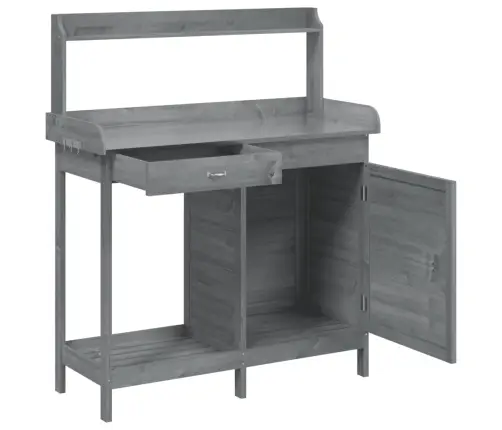 Stādīšanas Galds Ar Skapīti, Pelēks, 110,5X45X124,5 Cm, Egle Vidaxl