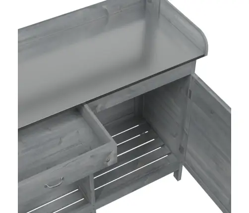 Stādīšanas Galds Ar Skapīti, Pelēks, 110,5X45X124,5 Cm, Egle Vidaxl