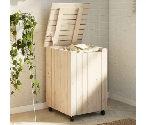 Veļas Kaste Ar Riteņiem Rana, 45X45X64 Cm, Priedes Koks Vidaxl