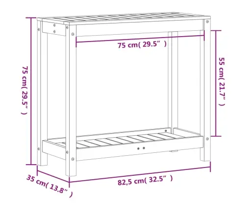 Stādīšanas Galds Ar Plauktu, 82,5X35X75 Cm, Egles Masīvkoks Vidaxl