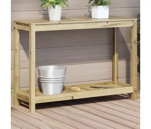 Stādīšanas Galds Ar Plauktu, 108X35X75 Cm, Priedes Masīvkoks Vidaxl