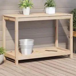Stādīšanas Galds Ar Plauktu, 108X50X75 Cm, Priedes Masīvkoks Vidaxl