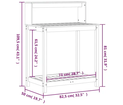 Stādīšanas Galds Ar Plauktiem, Balts, 82,5X50X109,5 Cm, Priede Vidaxl