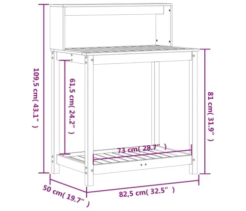 Sodinimo Stalas Su Lentynomis, 82,5X50X109,5cm Douglas Eglė