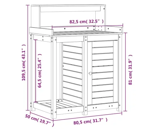 Stādīšanas Galds Ar Plauktiem, 82,5X50X109,5 Cm, Priedes Koks Vidaxl