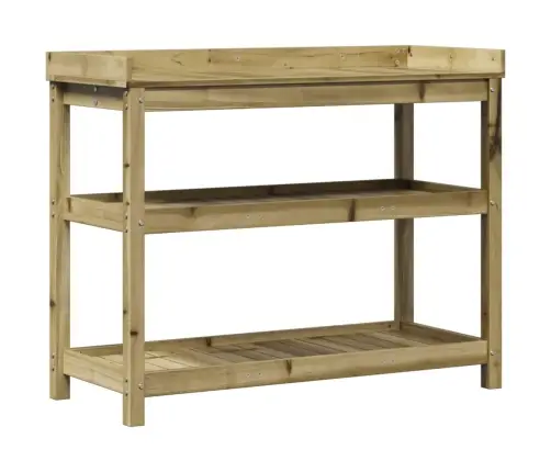 Sodinimo Stalas Su Lentynomis, 108X45X86,5cm Impregnuota Pušis