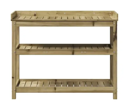 Sodinimo Stalas Su Lentynomis, 108X45X86,5cm Impregnuota Pušis
