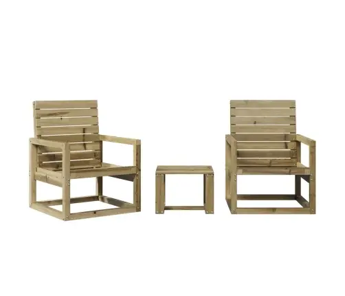 Sodo Poilsio Baldų Komplektas, 3 Dalių, Impregnuota Pušis