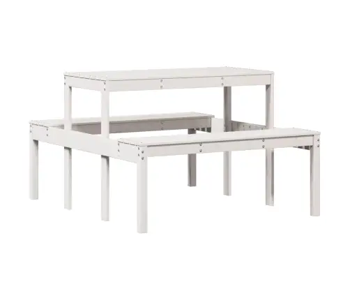 Piknika Galds, Balts, 110X134X75 Cm, Priedes Masīvkoks Vidaxl