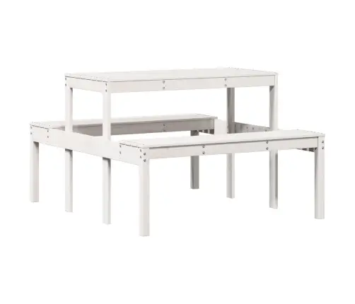 Piknika Galds, Balts, 110X134X75 Cm, Priedes Masīvkoks Vidaxl