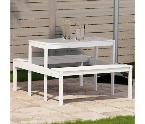 Piknika Galds, Balts, 110X134X75 Cm, Priedes Masīvkoks Vidaxl