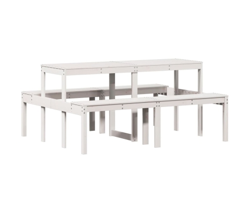 Piknika Galds, Balts, 160X134X75 Cm, Priedes Masīvkoks Vidaxl