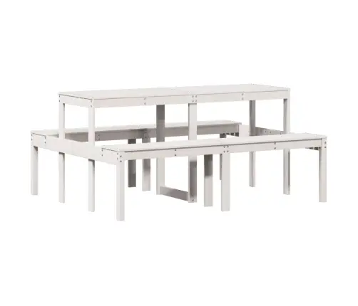 Piknika Galds, Balts, 160X134X75 Cm, Priedes Masīvkoks Vidaxl