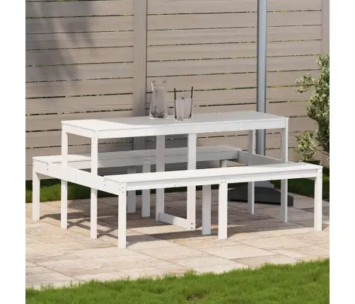 Piknika Galds, Balts, 160X134X75 Cm, Priedes Masīvkoks Vidaxl