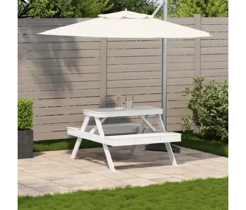 Piknika Galds, Balts, 105X134X75 Cm, Priedes Masīvkoks Vidaxl