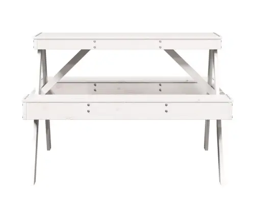 Piknika Galds, Balts, 105X134X75 Cm, Priedes Masīvkoks Vidaxl