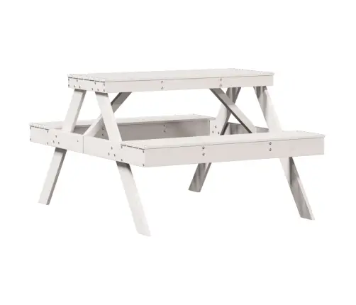 Piknika Galds, Balts, 105X134X75 Cm, Priedes Masīvkoks Vidaxl