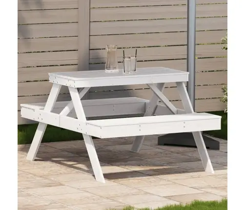 Piknika Galds, Balts, 105X134X75 Cm, Priedes Masīvkoks Vidaxl
