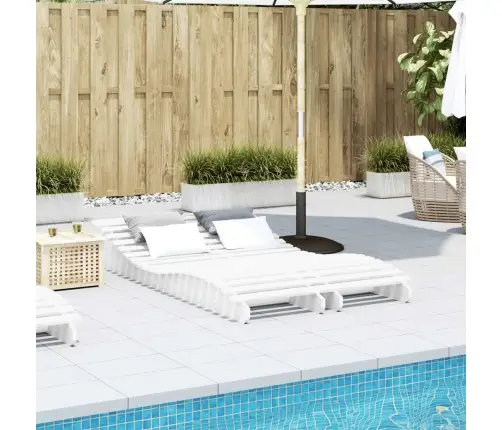 Lamamistoolid 2 Tk, Valge, 205X60X31,5 Cm Männipuit