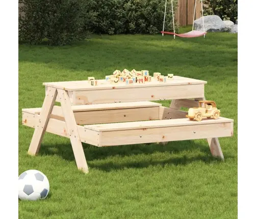 Piknika Galds Ar Smilšu Kasti Bērniem, Priedes Masīvkoks Vidaxl