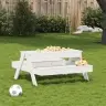 Piknika Galds Ar Smilšu Kasti Bērniem, Balts, Priedes Masīvkoks Vidaxl