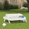 Piknika Galds Ar Smilšu Kasti Bērniem, Balts, Priedes Masīvkoks Vidaxl