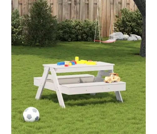 Piknika Galds Bērniem, Balts, 88X97X52 Cm, Priedes Masīvkoks Vidaxl