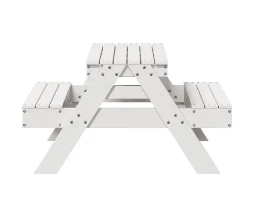 Piknika Galds Bērniem, Balts, 88X97X52 Cm, Priedes Masīvkoks Vidaxl