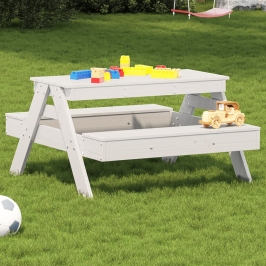 Piknika Galds Bērniem, Balts, 88X97X52 Cm, Priedes Masīvkoks Vidaxl