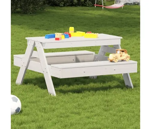 Piknika Galds Bērniem, Balts, 88X97X52 Cm, Priedes Masīvkoks Vidaxl