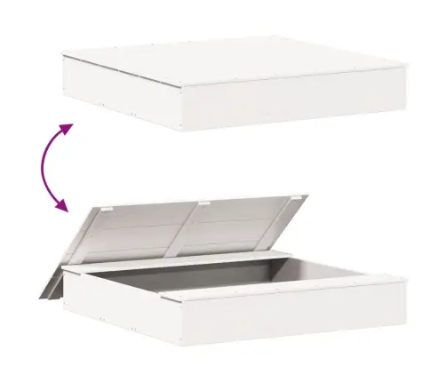 Kaanega Liivakast 111X111X19,5 cm Valge Männipuit