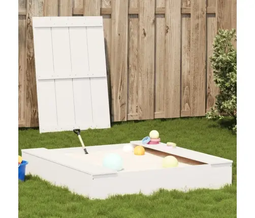 Kaanega Liivakast 111X111X19,5 cm Valge Männipuit