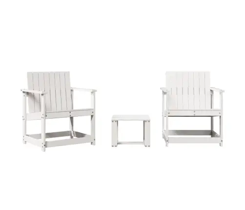 3-Osaline Aiamööblikomplekt, Valge, Männipuit