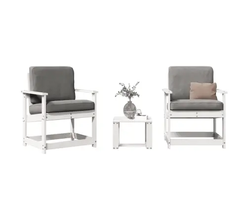 3-Osaline Aiamööblikomplekt, Valge, Männipuit