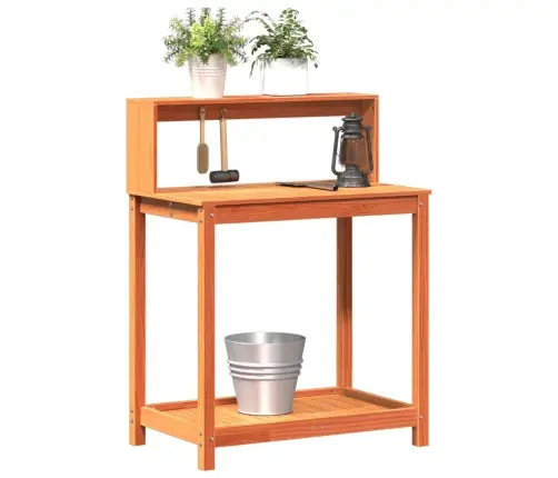 Riiulitega Istutuslaud, Pruun, 82,5 X 50 X 109,5 cm Männipuit