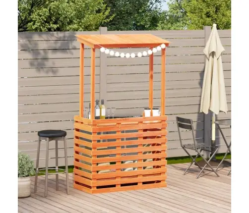 Lauko Baro Stalas Su Stogeliu, Rudas, 112,5X57X195,5cm Mediena