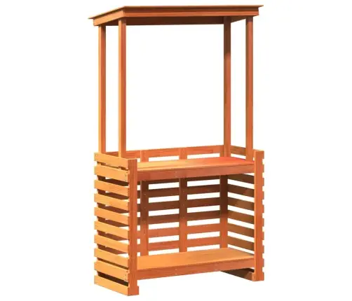 Lauko Baro Stalas Su Stogeliu, Rudas, 112,5X57X195,5cm Mediena
