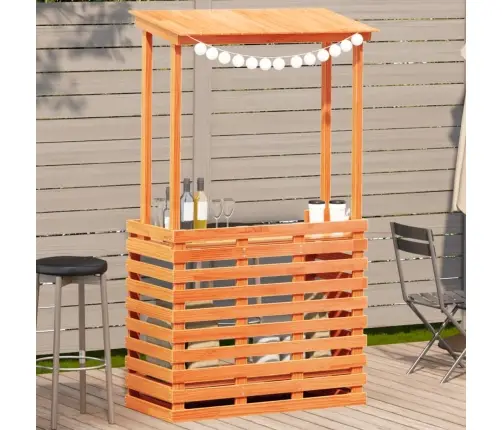 Lauko Baro Stalas Su Stogeliu, Rudas, 112,5X57X195,5cm Mediena