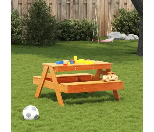 Piknika Galds Bērniem, Vaska Brūnas, 88X97X52 Cm, Priedes Koks Vidaxl