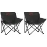 Kempinga Krēsli Ar Kabatu, 2 Gab., Saliekami, Melns Vidaxl